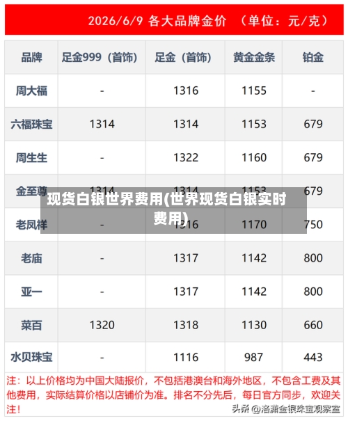 现货白银世界费用(世界现货白银实时费用)