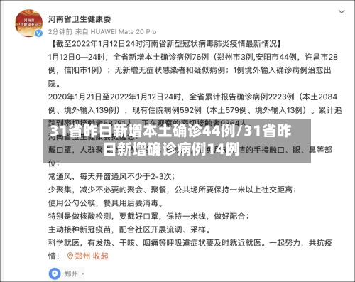 31省昨日新增本土确诊44例/31省昨日新增确诊病例14例