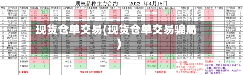 现货仓单交易(现货仓单交易骗局)