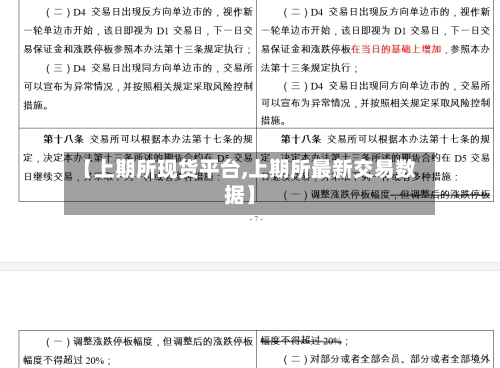 【上期所现货平台,上期所最新交易数据】