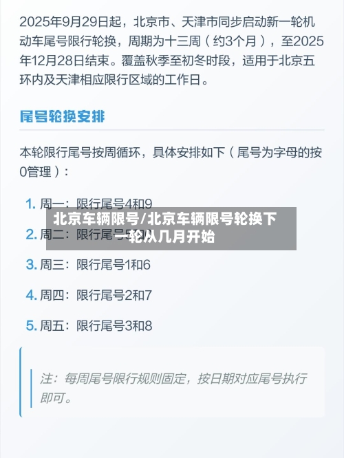 北京车辆限号/北京车辆限号轮换下一轮从几月开始-第1张图片